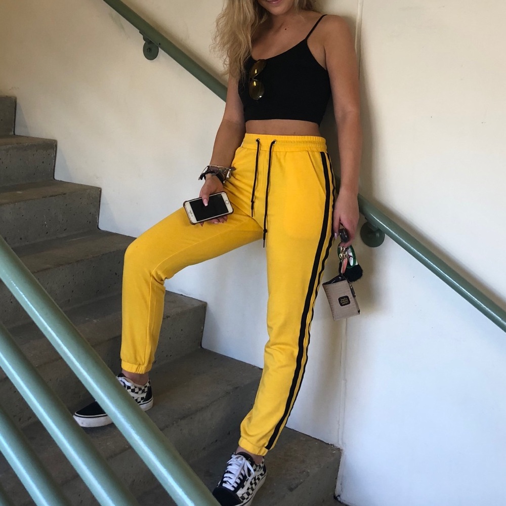 Yellow and black pants